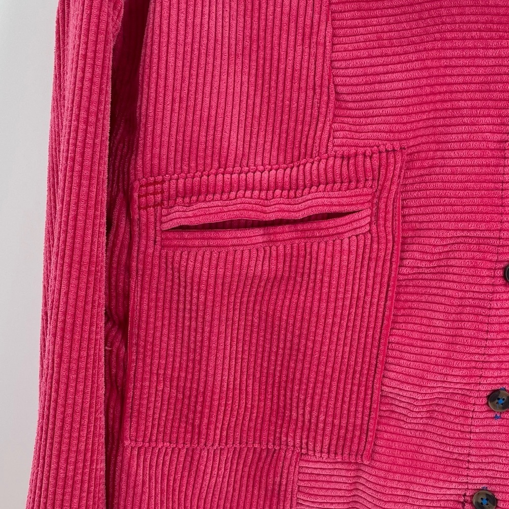 Urban Outfitters BDG Rodney Hot Pink Corduroy Cropped Button-Down Shirt Jacket - Picture 4 of 13
